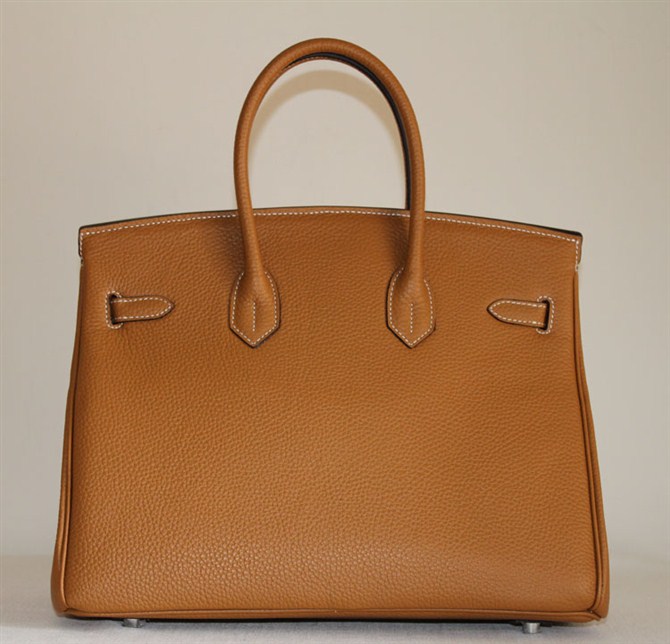 High Quality Fake Hermes Birkin Hello Kitty 35CM Togo Leather Bag Light Coffee HK0001 (7)